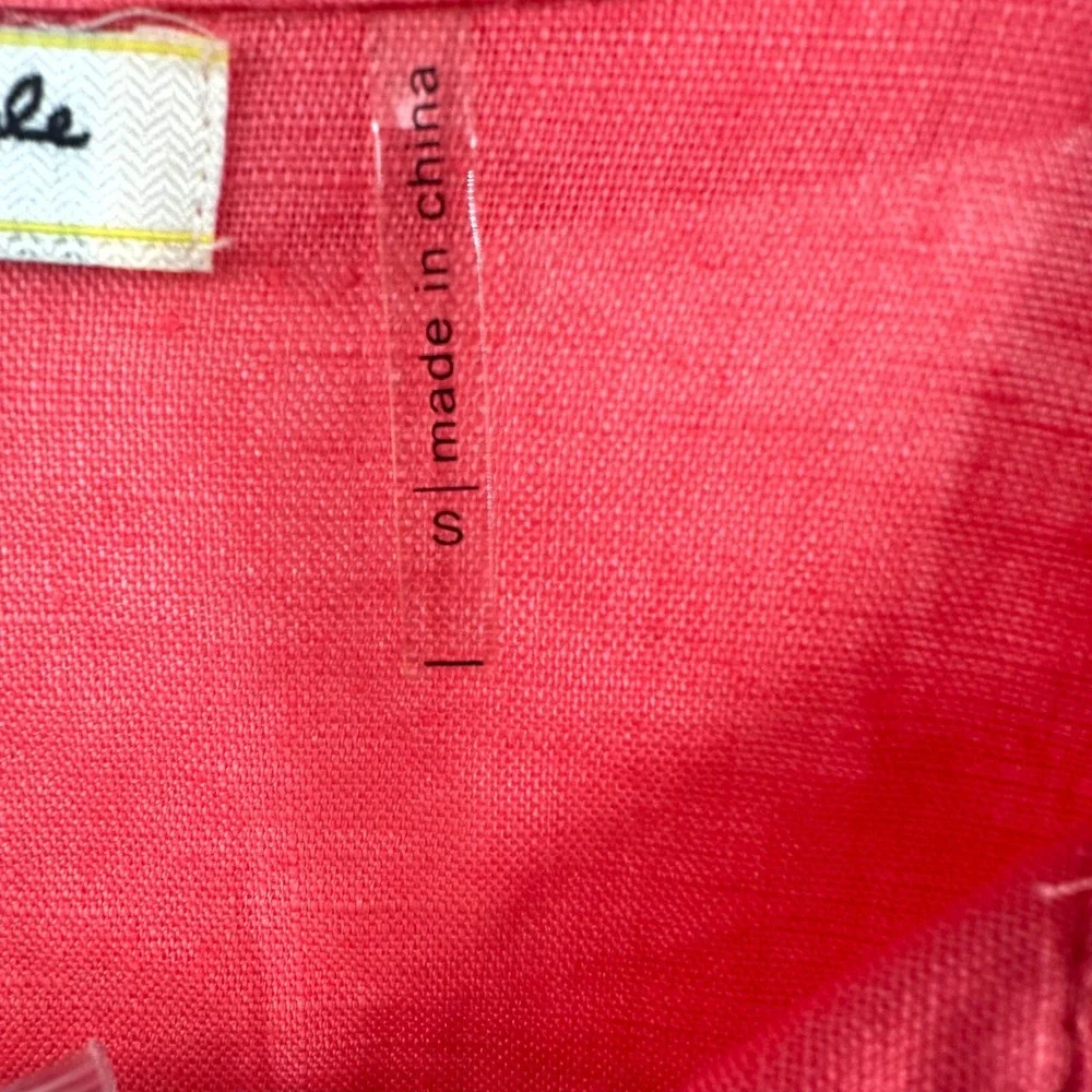 Symple NYC Linen Tunic Women Small Pink Lagenlook Airy Light Travel Button Front